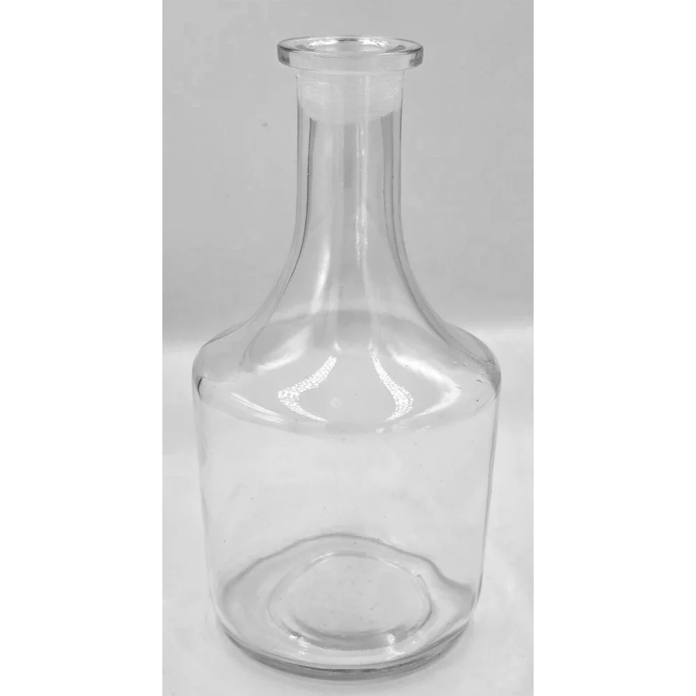 Early American Hand Blown Clear Glass Apothecary Bottle Decanter Vase Heavy 9in